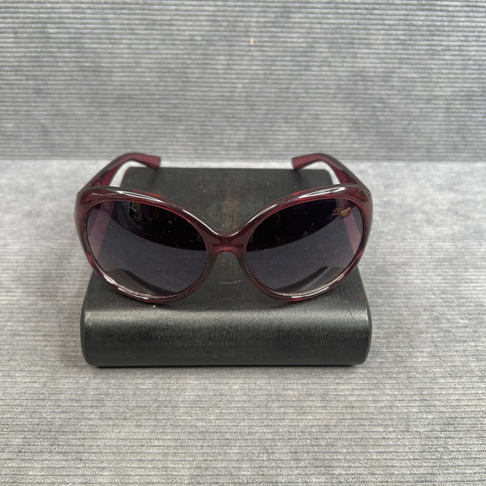 Skechers Burgundy Purple Oval Sunglasses Rhinestone Scroll Temple Y2K Glam